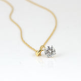 14K/18K Gold Minimalist Diamond Accent Pendant Necklace