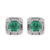 14K/18K Lab Grown Emerald Asscher Cut Earrings with Diamond Halo