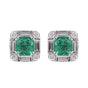 14K/18K Lab Grown Emerald Asscher Cut Earrings with Diamond Halo
