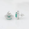 14K/18K Lab Grown Emerald Asscher Cut Earrings with Diamond Halo