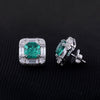 14K/18K Lab Grown Emerald Asscher Cut Earrings with Diamond Halo