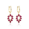 18K Lab Grown Ruby Pear Cut Earrings with Diamond Accents