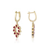 18K Lab Grown Ruby Pear Cut Earrings with Diamond Accents