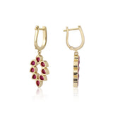 18K Lab Grown Ruby Pear Cut Earrings with Diamond Accents