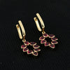 18K Lab Grown Ruby Pear Cut Earrings with Diamond Accents