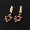 18K Lab Grown Ruby Pear Cut Earrings with Diamond Accents