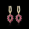 18K Lab Grown Ruby Pear Cut Earrings with Diamond Accents