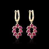 18K Lab Grown Ruby Pear Cut Earrings with Diamond Accents