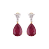 14K/18K Lab Grown Ruby Pear Cut Earrings with Diamond Pave