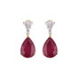 14K/18K Lab Grown Ruby Pear Cut Earrings with Diamond Pave