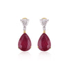14K/18K Lab Grown Ruby Pear Cut Earrings with Diamond Pave