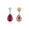 14K/18K Lab Grown Ruby Pear Cut Earrings with Diamond Pave