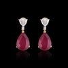 14K/18K Lab Grown Ruby Pear Cut Earrings with Diamond Pave