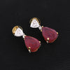 14K/18K Lab Grown Ruby Pear Cut Earrings with Diamond Pave