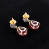 14K/18K Lab Grown Ruby Pear Cut Earrings with Diamond Pave