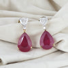 14K/18K Lab Grown Ruby Pear Cut Earrings with Diamond Pave