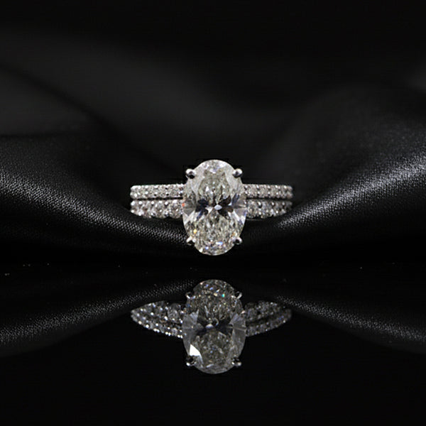14K Lab Grown Diamond Oval Halo Ring | IGI Certified