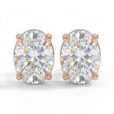 18K Lab Grown Diamond Oval Cut Stud Earrings, 2 Ct pair in rose gold