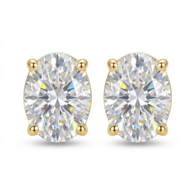 18K Lab Grown Diamond Solitaire Oval Cut Stud Earrings, 2 Ct VVS/E, IGI Certified