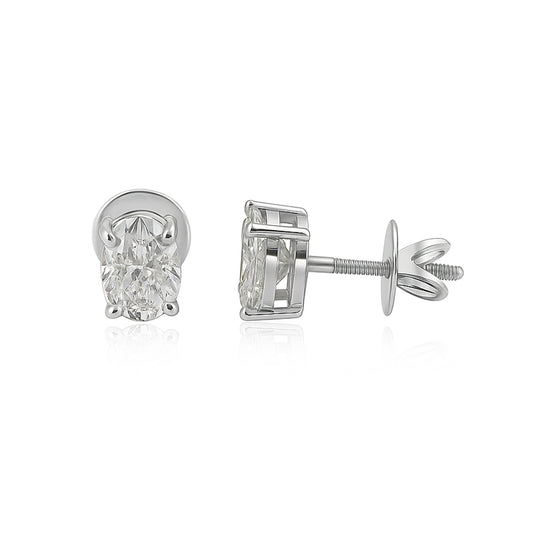18K Lab Grown Diamond Oval Cut Stud Earrings
