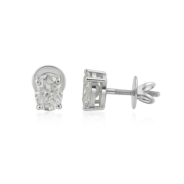 18K Lab Grown Diamond Oval Cut Stud Earrings