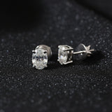 18K Lab Grown Diamond Oval Cut Stud Earrings