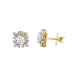 14K/18K Lab-Grown Diamond Pave Round Stud Earrings