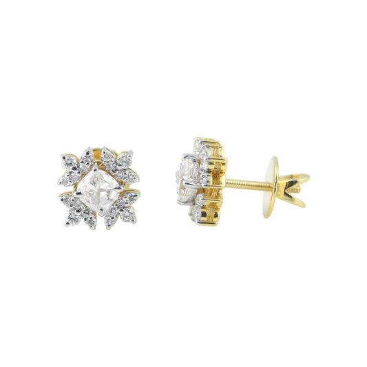 14K/18K Lab-Grown Diamond Pave Round Stud Earrings