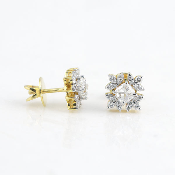 14K/18K Lab-Grown Diamond Pave Round Stud Earrings