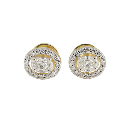 18K Lab-Grown Diamond Pave Round Stud Earrings