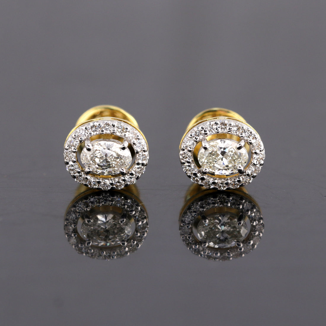 18K Lab-Grown Diamond Pave Round Stud Earrings