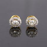 18K Lab-Grown Diamond Pave Round Stud Earrings