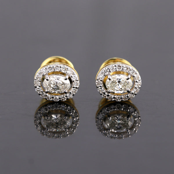 18K Lab-Grown Diamond Pave Round Stud Earrings