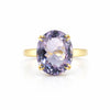 18K Natural Amethyst Oval Cut Ring with Diamond Accents - BIS Hallmarked Gold
