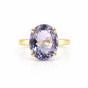 18K Natural Amethyst Oval Cut Ring with Diamond Accents - BIS Hallmarked Gold