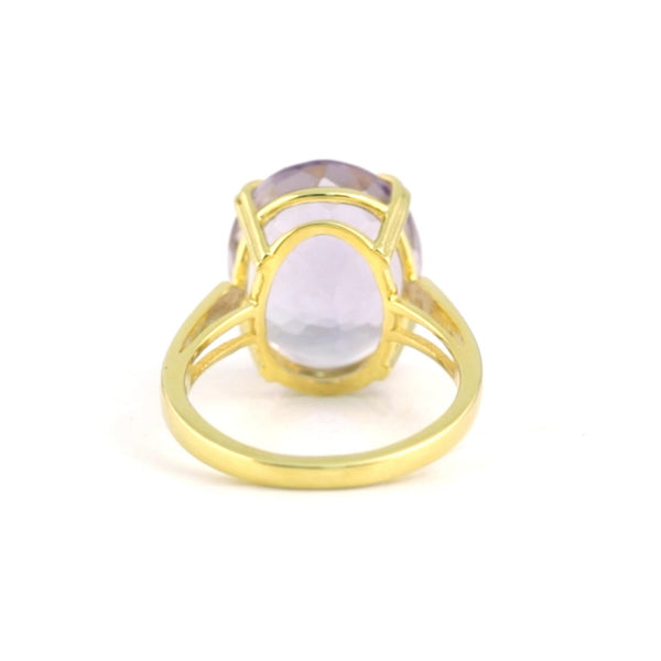 18K Natural Amethyst Oval Cut Ring with Diamond Accents - BIS Hallmarked Gold