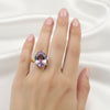 18K Natural Amethyst Oval Cut Ring with Diamond Accents - BIS Hallmarked Gold