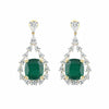 9K/14K Lab-Grown Emerald Oval Halo Drop Earrings