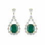 9K/14K Lab-Grown Emerald Oval Halo Drop Earrings