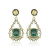 9K/14K Lab-Grown Emerald Oval Halo Drop Earrings