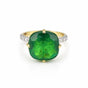 9K/14K Lab Grown Emerald Cushion Cut Ring with Diamond Accents - BIS Hallmarked Gold