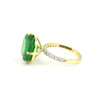 9K/14K Lab Grown Emerald Cushion Cut Ring with Diamond Accents - BIS Hallmarked Gold