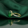 9K/14K Lab Grown Emerald Cushion Cut Ring with Diamond Accents - BIS Hallmarked Gold