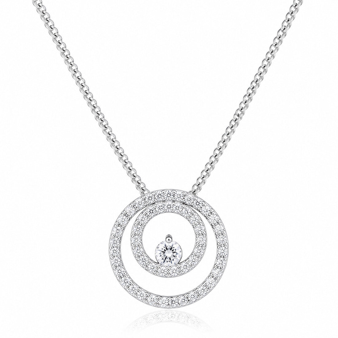 18K Lab Grown Diamond Necklace – 2 Carat Round Diamonds, Hallmarked