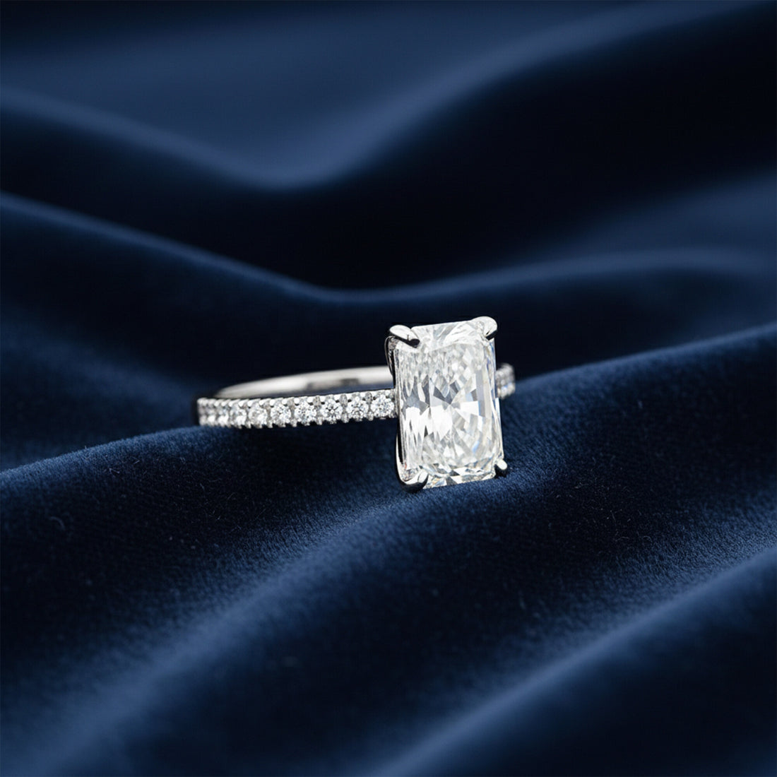 14K/18K Lab Grown Diamond Emerald Cut Ring for Women