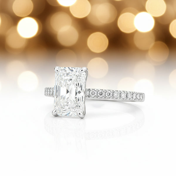 14K/18K Lab Grown Diamond Emerald Cut Ring for Women