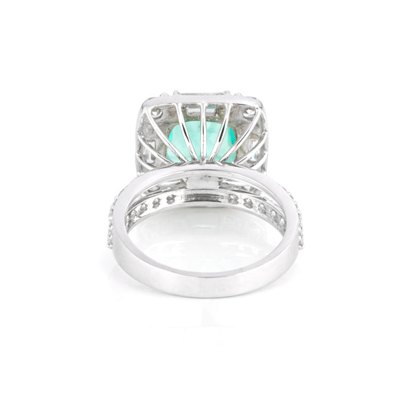 14K/18K Lab Grown Green Diamond Asscher Cut Ring for Women