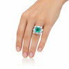 14K/18K Lab Grown Green Diamond Asscher Cut Ring for Women
