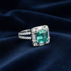 14K/18K Lab Grown Green Diamond Asscher Cut Ring for Women
