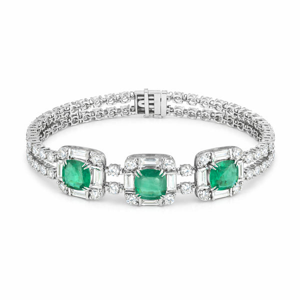 14K/18K Lab Grown Emerald Bracelet – Round Cut, 17.47ct, BIS Hallmark Gold